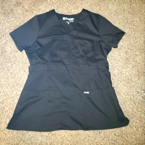 slim fit dress slacks Grey's Anatomy Spandex Stretch Women's Emma 4-Pocket V-Neck Scrub Top Steel / L